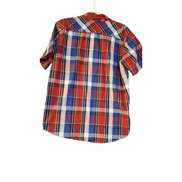 Ecko Unlimited Men Short Sleeve Button-up Red White Blue Plaid Shirt  Size Large - Picture 2 of 16